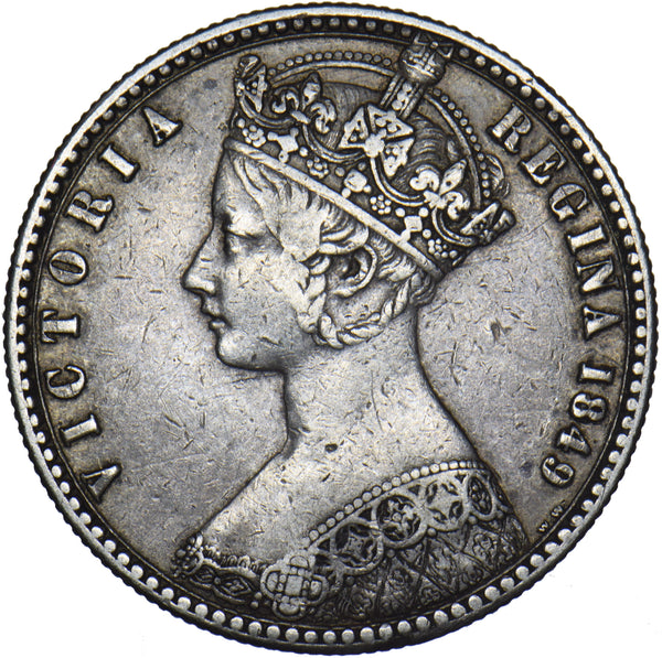 1849 Godless Florin - Victoria British Silver Coin - Nice