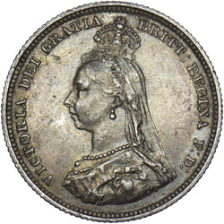 1887 Shilling - Victoria British Silver Coin - Very Nice