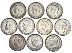 1932 - 1941 High Grade Silver Threepences Lot (10 Coins) - Date Run