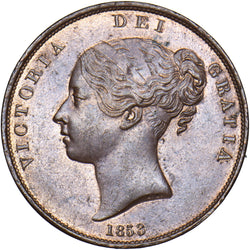 1853 Penny (OT) - Victoria British Copper Coin - Superb