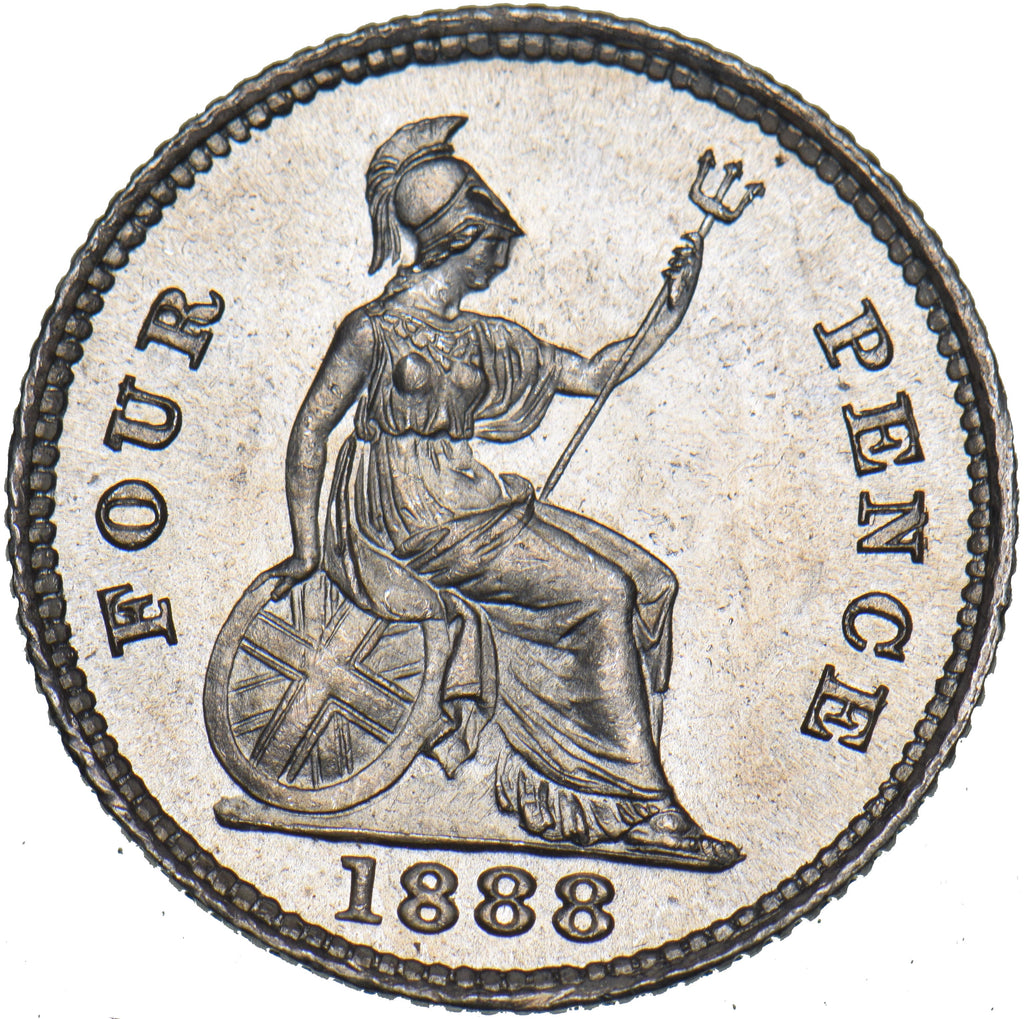 1888 Groat (Fourpence) - Victoria British Silver Coin - Superb