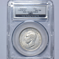 1940 Halfcrown (CGS 65) - George VI British Silver Coin - Very Nice