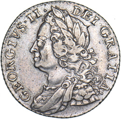 1758 Shilling - George II British Silver Coin - Nice