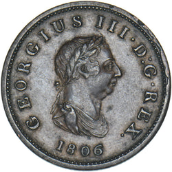1806 Halfpenny - George III British Copper Coin - Nice