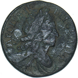 1680 Ireland Halfpenny - Charles II Copper Coin