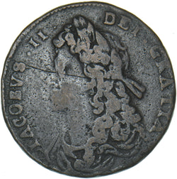 1685 Ireland Halfpenny - James II Copper Coin