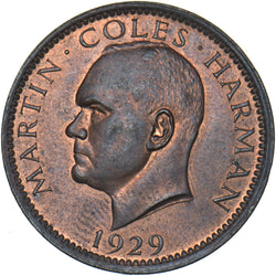 1929 Lundy Puffin - Martin Coles Harman Bronze Coin - Superb