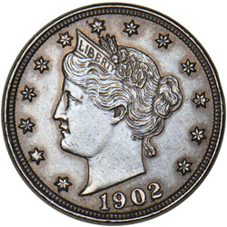 1902 USA Nickel 5 Cents Coin - Very Nice