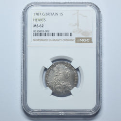 1787 Shilling (NGC MS 62) - George III British Silver Coin - Superb