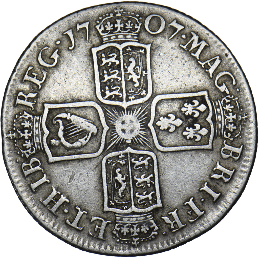 1707 E Shilling (Edinburgh Mint) Anne British Silver Coin Nice