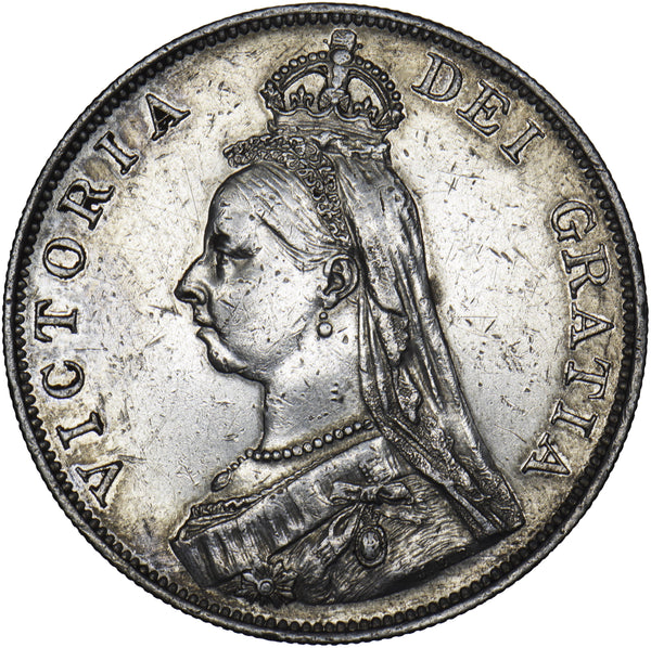 1887 Double Florin (Arabic 1) - Victoria British Silver Coin - Nice