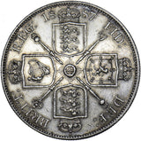 1887 Double Florin (Arabic 1) - Victoria British Silver Coin - Nice