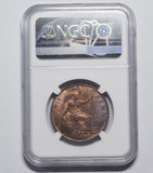 1919 H Penny (NGC UNC Details) - George V British Bronze Coin - Very Nice