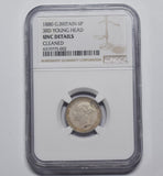 1880 Sixpence (NGC UNC Details) - Victoria British Silver Coin - Very Nice