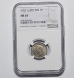 1952 Sixpence (NGC MS65) - George VI British Coin - Superb