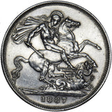 1887 Crown - Victoria British Silver Coin - Very Nice