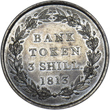 1813 3 Shillings Bank Token - George III British Silver Coin - Very Nice