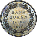1816 Eighteenpence Bank Token - George III British Silver Coin - Superb
