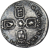 1697 E Sixpence (Exeter Mint) - William III British Silver Coin