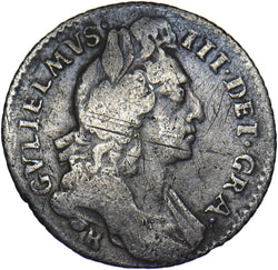 1697 B Sixpence (Bristol Mint) - William III British Silver Coin
