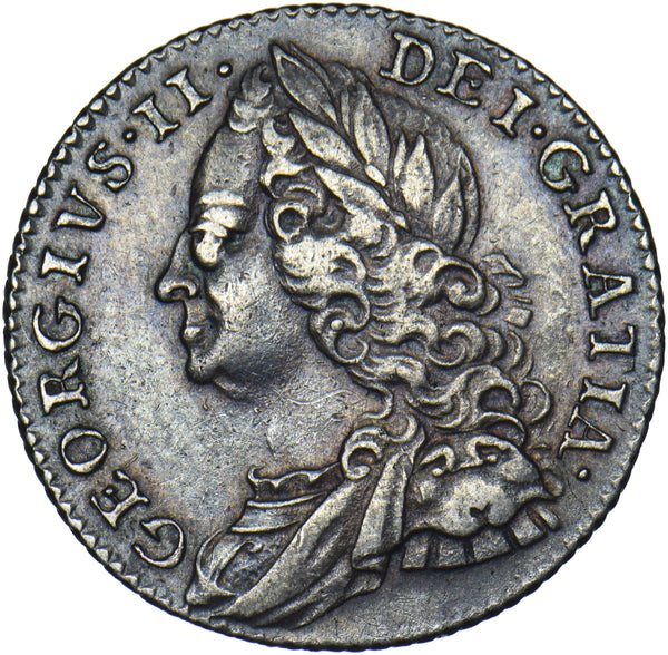 1757 Sixpence - George II British Silver Coin - Very Nice
