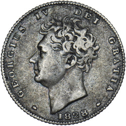 1828 Sixpence - George IV British Silver Coin - Nice