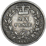 1835 Sixpence - William IV British Silver Coin - Nice