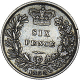 1855 Sixpence - Victoria British Silver Coin - Nice