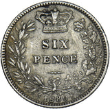1880 Sixpence - Victoria British Silver Coin - Nice