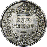 1887 Sixpence - Victoria British Silver Coin - Nice