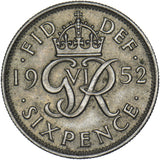 1952 Sixpence - George VI British  Coin - Very Nice