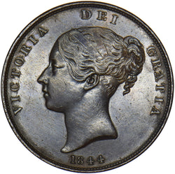 1844 Penny - Victoria British Copper Coin - Very Nice