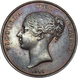 1848 Penny - Victoria British Copper Coin - Very Nice