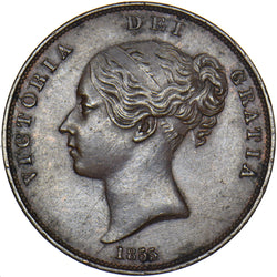 1855 Penny - Victoria British Copper Coin - Very Nice