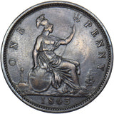 1863 Penny - Victoria British Bronze Coin - Nice