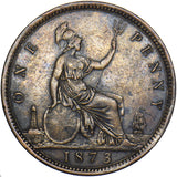 1873 Penny - Victoria British Bronze Coin - Nice