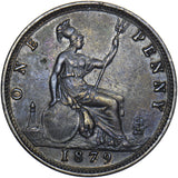 1879 Penny - Victoria British Bronze Coin - Very Nice