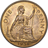 1938 Penny - George VI British Bronze Coin - Superb