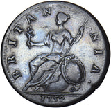 1752 Halfpenny - George II British Copper Coin - Nice
