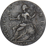 1774 Evasion Halfpenny - George III British Copper Coin