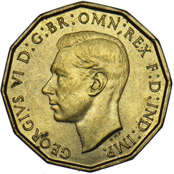 1939 Brass Threepence - George VI British Coin - Superb