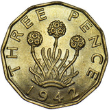 1942 Brass Threepence - George VI British Coin - Superb