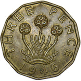 1946 Brass Threepence - George VI British Coin - Very Nice