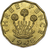 1948 Brass Threepence - George VI British Coin - Superb