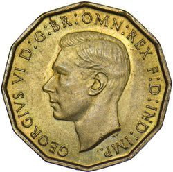 1948 Brass Threepence - George VI British Coin - Very Nice