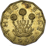 1948 Brass Threepence - George VI British Coin - Very Nice
