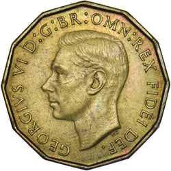 1950 Brass Threepence - George VI British Coin - Very Nice