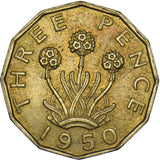 1950 Brass Threepence - George VI British Coin - Very Nice