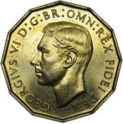 1951 Proof Brass Threepence - George VI British Coin - Superb