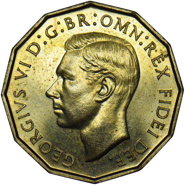 1951 Proof Brass Threepence - George VI British Coin - Superb